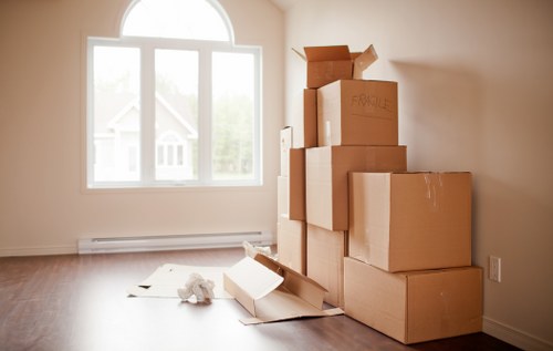 Packed boxes ready for a flat removal service