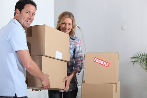 Organised moving boxes stacked neatly for a smooth Mileend relocation